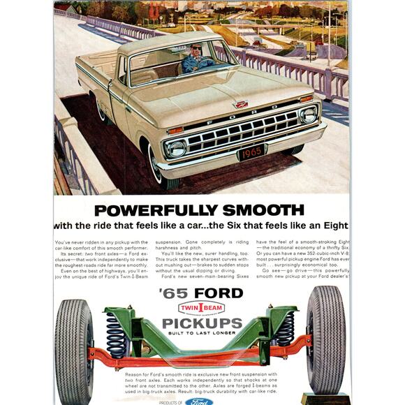 None Other - 1965 Ford I-Beam Pickup Truck Automobile Car - Vintage Magazine Ad D20